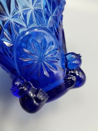 Cobalt Blue Glass Bird Footed Covered Candy Dish Bowl 5