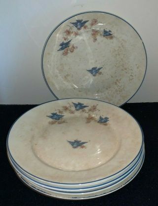 (set Of 6) Homer Laughlin Bluebird 9 " Dinner Plates