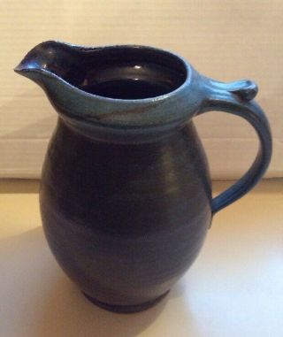 Vintage Blue Pottery Milk Pitcher Scargo Pottery