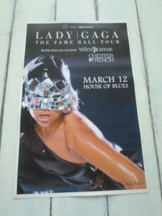 Lady Gaga Concert Poster The Fame Ball Tour San Diego House Of Blues 11 " X17 "