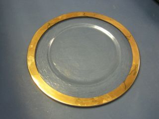 Annieglass Charger Plate Cake Serving Platter Round Glass W Gold Luster