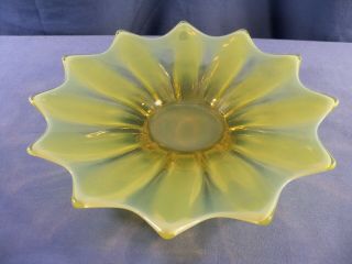 Fostoria Heirloom Vaseline Opalescent Glass Plate Shallow Bowl