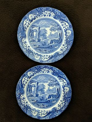Spode Blue Italian Dinner Plates - Set Of 2 -