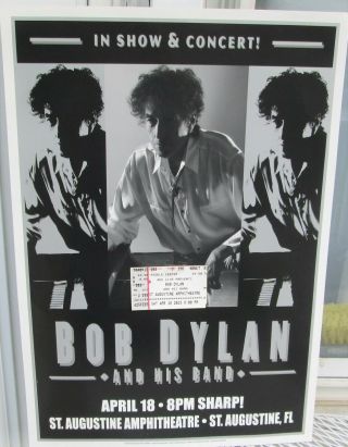 Bob Dylan Concert Poster 2015 Folk Rock Cardboard With Ticket Stub