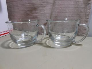 2 Princess House Crystal Heritage Etched Cappuccino Soup Coffee Mugs / Cups (2)
