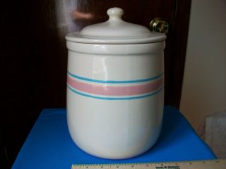 Mccoy Stone Craft Pink And Blue Stripe Cookie Jar Canister 133 Nm