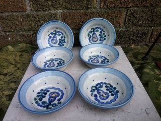 M.  A.  Hadley Fruit Pattern Pottery 4.  5 " Desert/ Sauce Fruit Bowls Set 6