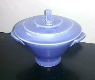 Vintage Homer Laughlin Harlequin Mauve Blue Sugar Bowl with lid Collectible LOOK 2