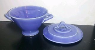 Vintage Homer Laughlin Harlequin Mauve Blue Sugar Bowl with lid Collectible LOOK 4