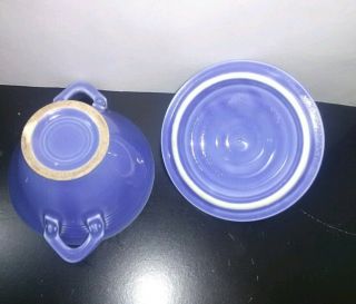 Vintage Homer Laughlin Harlequin Mauve Blue Sugar Bowl with lid Collectible LOOK 6