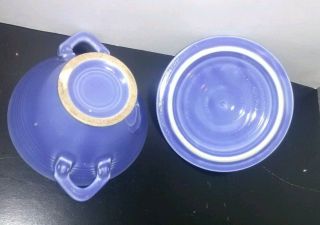 Vintage Homer Laughlin Harlequin Mauve Blue Sugar Bowl with lid Collectible LOOK 7