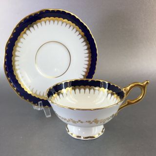 Vintage Coalport Cobalt Blue Bone China Teacup & Saucer Gold England Tea Cup 2
