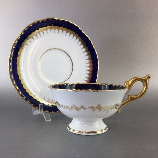 Vintage Coalport Cobalt Blue Bone China Teacup & Saucer Gold England Tea Cup 3