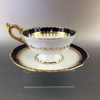 Vintage Coalport Cobalt Blue Bone China Teacup & Saucer Gold England Tea Cup 4