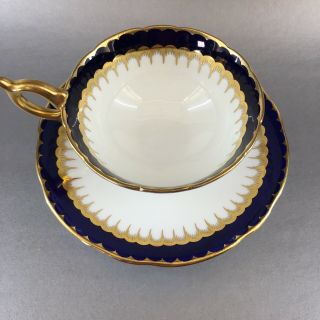 Vintage Coalport Cobalt Blue Bone China Teacup & Saucer Gold England Tea Cup 5