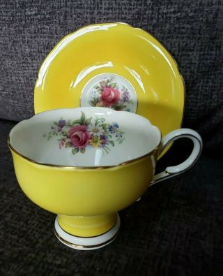 Paragon By Appointment Canary Yellow White Gold Rose Bouquet Floral Cup & Saucer