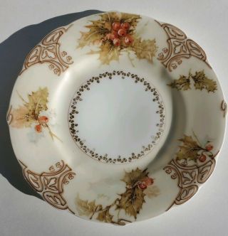 Antique Ohme Silesia Old Ivory Porcelain Holly Berry Bread & Butter Plate