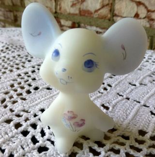 Fenton White Satin Mouse Hand With Hint Of Blue Hand Painted D Barbour Sticker
