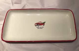 Rae Dunn “home For The Holidays” Christmas Serving Tray/platter With Red Truck