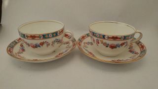 Antique / Rare Aynsley A793 Floral Swag Cups & Saucers