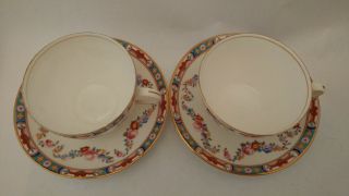 Antique / RARE Aynsley A793 Floral Swag Cups & Saucers 4