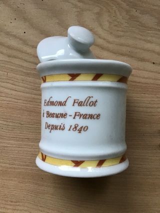 Apilco Porcelain Moutarde De Dijon Edmond Fallot Mustard Pot Jar W/lid,  France