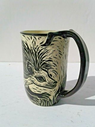 Vintage Signed Liz R Russell Porcupine Or Possum Studio Ceramic Pottery Mug Cup