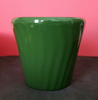 Vtg Bauer Pottery Small Green Flower Pot,  Planter.  Height 3.  5,  " Diameter 3.  75.  "