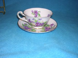 Royal Chelsea Bone China Tea Cup And Saucer 394a,  Violets