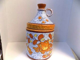Vintage Italy Ceramic Art Pottery Lidded Jar Canister Pebbled Lava Volcanic Glaz