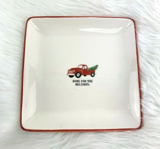 Rae Dunn Home For The Holidays Tray Plate Red Truck Farmhouse Ivory Ceramic