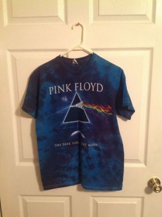 Pink Floyd The Dark Side Of The Moon T - Shirt M Tye Dye Blue Waters Gilmour Rock