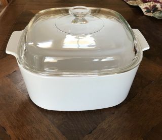 Corning Ware Winter White 5 Quart Casserole Dutch Oven With Clear Glass Lid