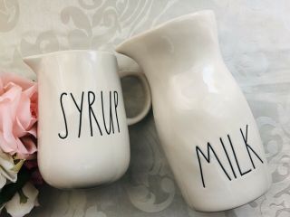 Rae Dunn By Magenta Milk Carafe And Syrup Pitcher Set Ll 2019 Htf