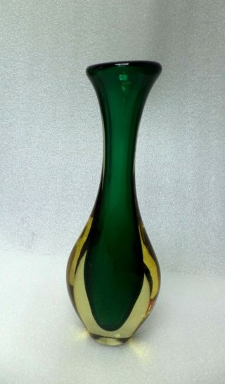 Murano Venetian Sommerso Seguso Green Art Glass Vase