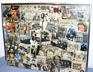 Beatles Photo & Scrapbook Framed Collage - Hand Made Beatles Collage