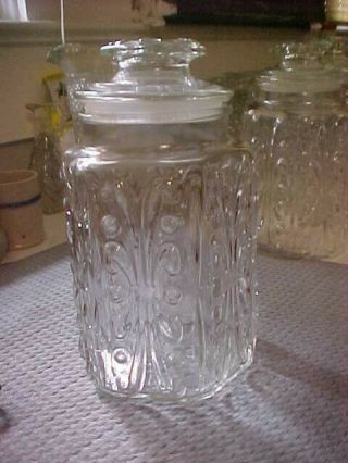 Vintage L.  E.  Smith Clear Imperial Atterbury Scroll 9 " Apothecary Jar Canister