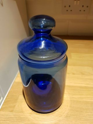 Vintage Empoli Italy blue glass sweet apothecary jar straight sided xllnt cndtn 2