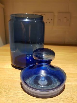 Vintage Empoli Italy blue glass sweet apothecary jar straight sided xllnt cndtn 4