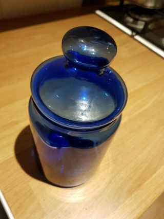 Vintage Empoli Italy blue glass sweet apothecary jar straight sided xllnt cndtn 5