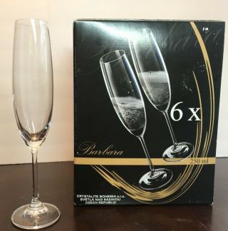 Set Of 6 Bohemia Crystal Champagne Glasses 250 Ml