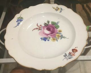 Early Meissen China Plate Flowers 9 1/2 Inches Round Rare