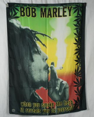 Authentic Bob Marley Herb Silk - Like Fabric Poster Flag