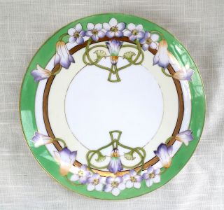 Antique Hand Painted Art Nouveau Nippon Plate - Cabinet Plate Violets