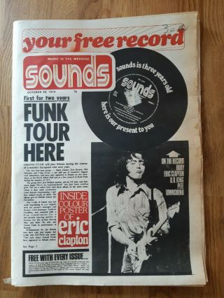 Sounds Music Newspaper October 20th 1973 Eric Clapton David Bowie,  Poster