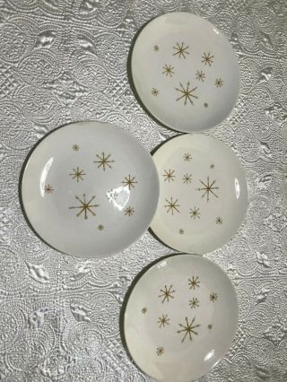 Vintage Mid - Century Royal Ironstone China Star Glow Atomic Dinner Plates