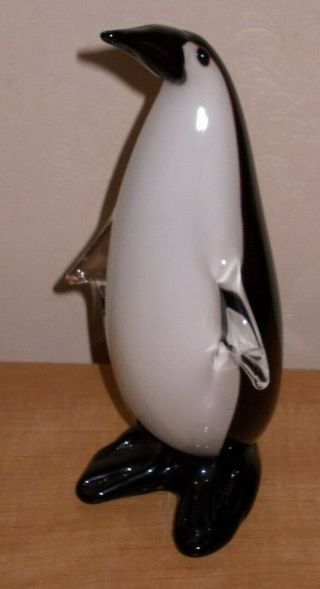 Large And Heavy Murano Glass.  Penguin,  Figurine,  Ornament 21.  5cms
