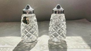 Vintage " Waterford Crystal " Salt & Pepper Shakers Lismore Pattern