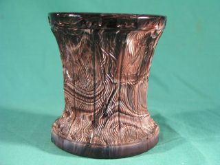 Antique Sowerby Or Davidsons Purple Malachite Slag Glass Beaker / Vase Tree Bark