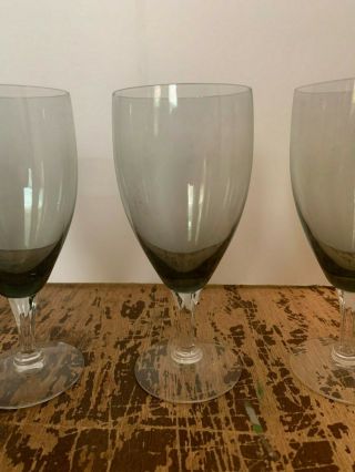 4 Vintage Fostoria Debutante Gray Glass Water Goblet 2
